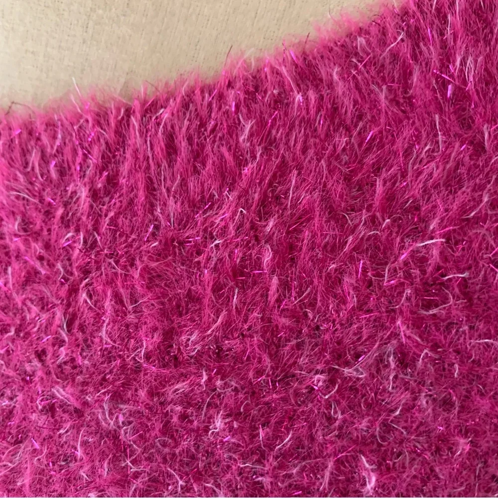 Happily Grey Hot Pink Shimmer Fuzzy Sweater - Picture 3 of 6